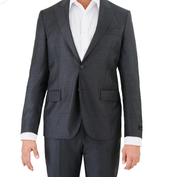 Two Button Charcoal Grey Suit by Ike BeharModern Slim Fit Design - Picture 3 of 9